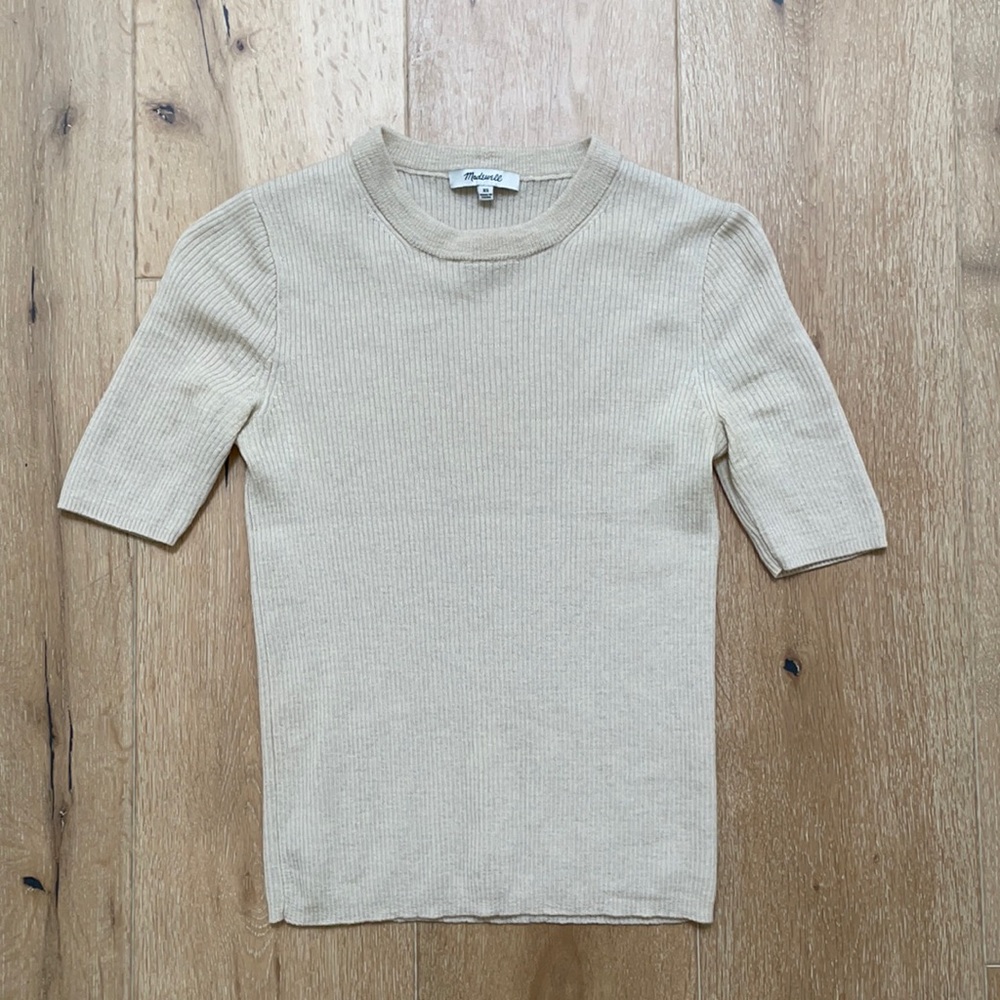 Madewell cream short sleeve sweater